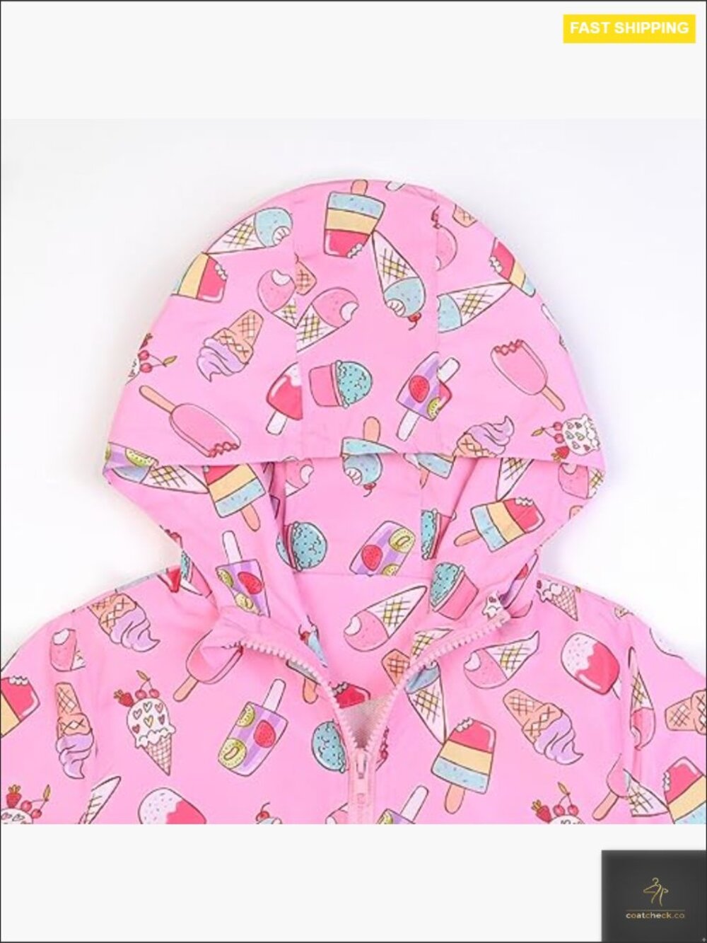 Toddler Girls Rain Jacket Waterproof Hoodie Windbreaker Lightweight Zip Closure - Picture 3 of 5